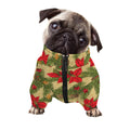 Vintage Christmas Poinsettia Print Dog Zip Up Jacket