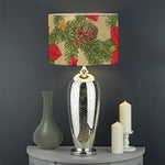 Vintage Christmas Poinsettia Print Drum Lamp Shade