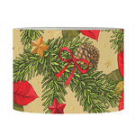 Vintage Christmas Poinsettia Print Drum Lamp Shade