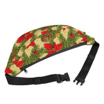 Vintage Christmas Poinsettia Print Fanny Pack