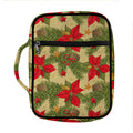 Vintage Christmas Poinsettia Print Front Pocket Bible Bag