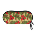 Vintage Christmas Poinsettia Print Glasses Case