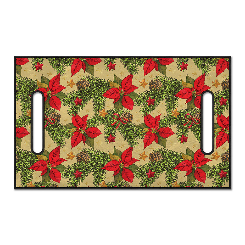 Vintage Christmas Poinsettia Print Golf Cart Seat Cover