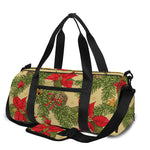 Vintage Christmas Poinsettia Print Gym Bag