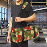 Vintage Christmas Poinsettia Print Gym Bag