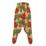 Vintage Christmas Poinsettia Print Hammer Pants