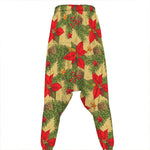 Vintage Christmas Poinsettia Print Hammer Pants