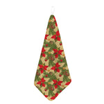 Vintage Christmas Poinsettia Print Hand Towel