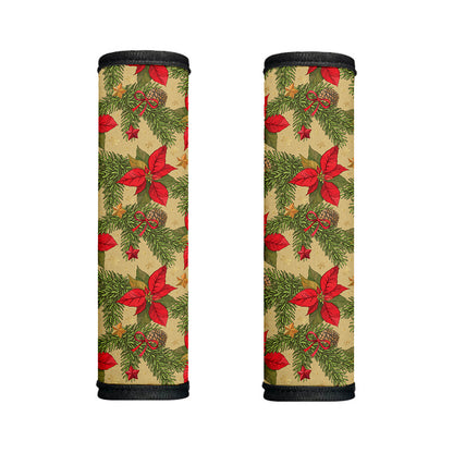 Vintage Christmas Poinsettia Print Handle Covers