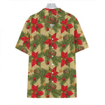 Vintage Christmas Poinsettia Print Hawaiian Shirt