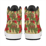 Vintage Christmas Poinsettia Print High Top Leather Sneakers