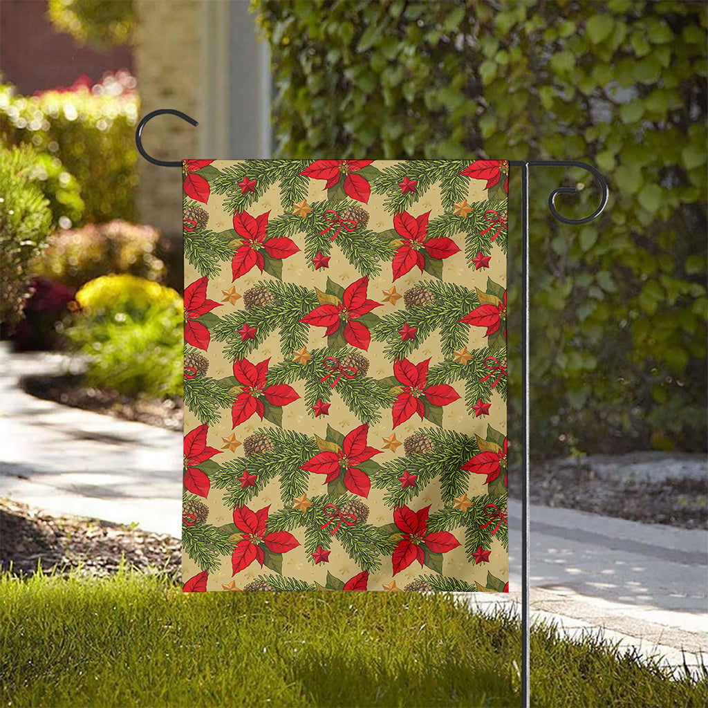 Vintage Christmas Poinsettia Print House Flag