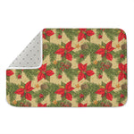 Vintage Christmas Poinsettia Print Indoor Door Mat