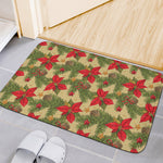 Vintage Christmas Poinsettia Print Indoor Door Mat