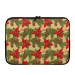 Vintage Christmas Poinsettia Print Laptop Sleeve