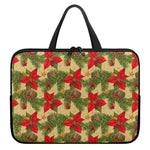 Vintage Christmas Poinsettia Print Laptop Sleeve With Handle