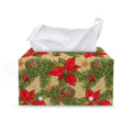 Vintage Christmas Poinsettia Print Leather Tissue Box Cover