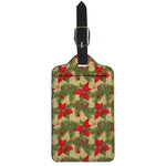 Vintage Christmas Poinsettia Print Luggage Tag