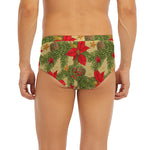 Vintage Christmas Poinsettia Print Men's Briefs