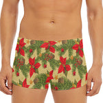 Vintage Christmas Poinsettia Print Men's Short Boxer Briefs