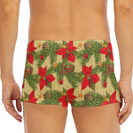 Vintage Christmas Poinsettia Print Men's Short Boxer Briefs