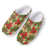 Vintage Christmas Poinsettia Print Mesh Casual Shoes