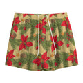 Vintage Christmas Poinsettia Print Mesh Shorts
