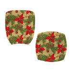 Vintage Christmas Poinsettia Print Office Chair Cover