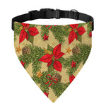 Vintage Christmas Poinsettia Print Over The Collar Dog Bandana