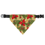 Vintage Christmas Poinsettia Print Over The Collar Dog Bandana