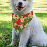 Vintage Christmas Poinsettia Print Over The Collar Dog Bandana