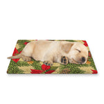 Vintage Christmas Poinsettia Print Pet Cooling Mat Cover