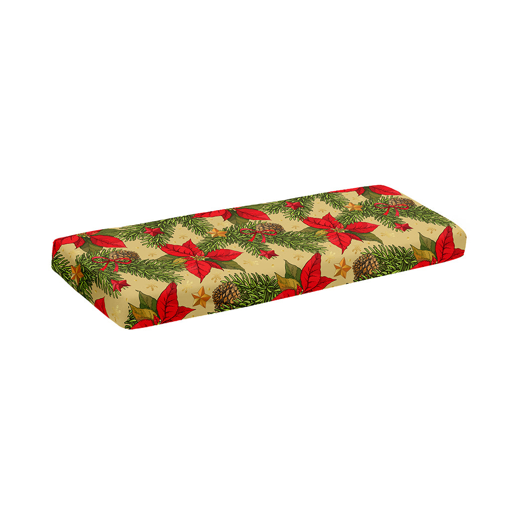 Vintage Christmas Poinsettia Print Piano Keyboard Cover