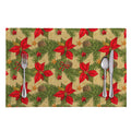 Vintage Christmas Poinsettia Print Placemat