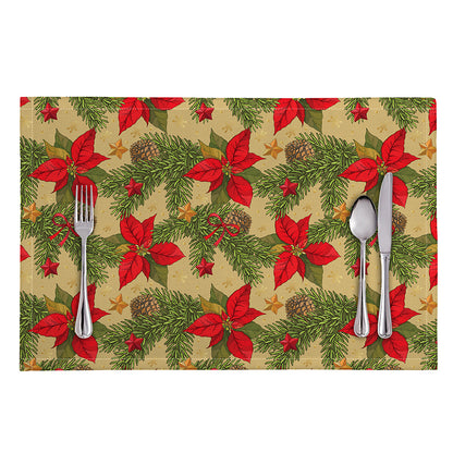 Vintage Christmas Poinsettia Print Placemat