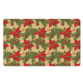 Vintage Christmas Poinsettia Print Polyester Doormat