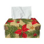 Vintage Christmas Poinsettia Print Rectangle Tissue Box Cover