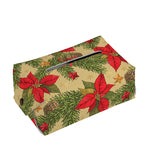 Vintage Christmas Poinsettia Print Rectangle Tissue Box Cover