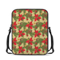 Vintage Christmas Poinsettia Print Rectangular Crossbody Bag