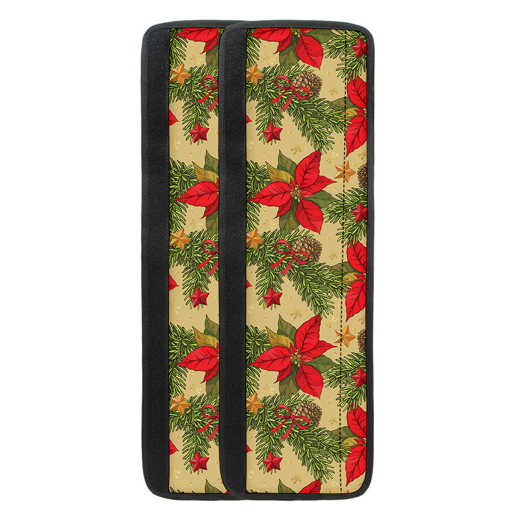 Vintage Christmas Poinsettia Print Refrigerator Handle Covers