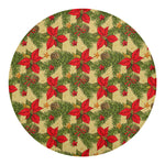 Vintage Christmas Poinsettia Print Round Blanket