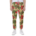 Vintage Christmas Poinsettia Print Joggers