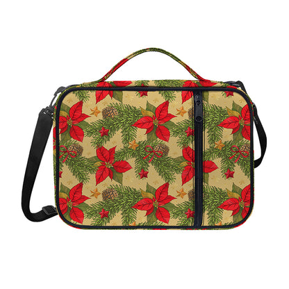 Vintage Christmas Poinsettia Print Shoulder Strap Bible Bag