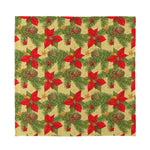Vintage Christmas Poinsettia Print Silk Bandana