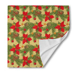 Vintage Christmas Poinsettia Print Silk Bandana