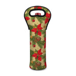 Vintage Christmas Poinsettia Print Single Neoprene Wine Tote