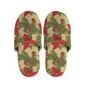 Vintage Christmas Poinsettia Print Slippers