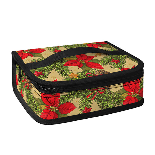 Vintage Christmas Poinsettia Print Small Lunch Bag