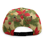 Vintage Christmas Poinsettia Print Snapback Cap