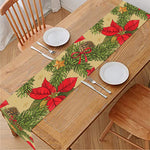 Vintage Christmas Poinsettia Print Table Runner
